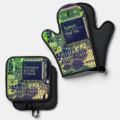 Modern gedruckte Leiterplatten - Design Name Geeky Ofenhandschuh & Topflappen-Set (Vorderseite/Rückseite)