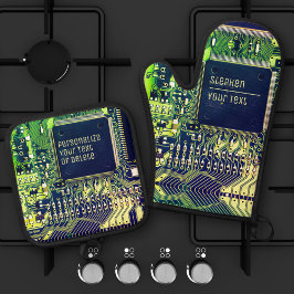Modern gedruckte Leiterplatten - Design Name Geeky Ofenhandschuh & Topflappen-Set