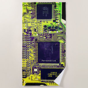 Modern gedruckte Leiterplatten - Design Name Geeky Strandtuch