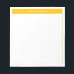 Modern Gelb, einfach, Name Notizblock<br><div class="desc">Modernes Minimalistisches Notepad mit Name. Dieses einfache Design zeichnet sich durch Ihren Namen oben aus,  gerahmt durch einen hellgelben Farbblock und einen zarten Rahmen.</div>