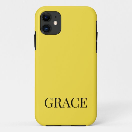 Modern Gelb Senfgelb Personalisierter Name Case-Mate iPhone Hülle (Rückseite)