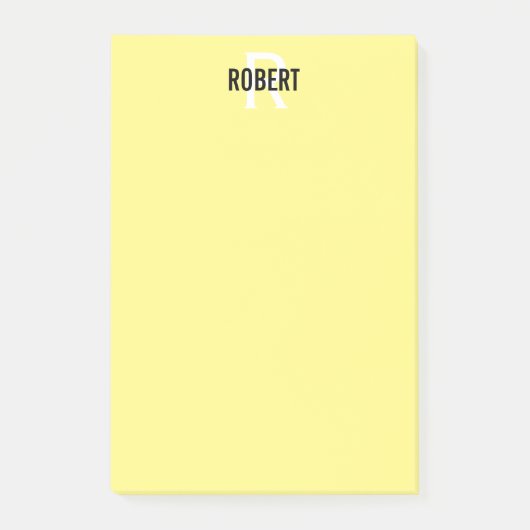 Modern gelbe Monogrammbezeichnung Post-it Klebezettel (Vorderseite)