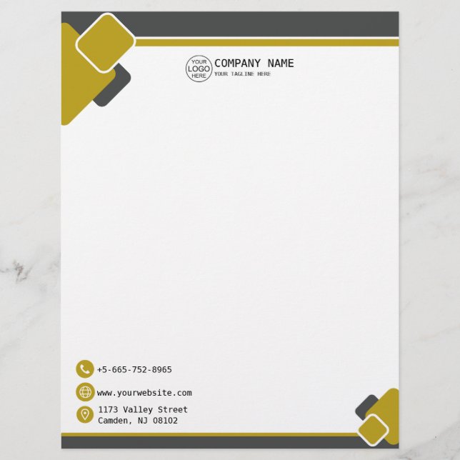 Modern gelbes Firmenlogo Letterhead Briefbogen (Vorderseite)