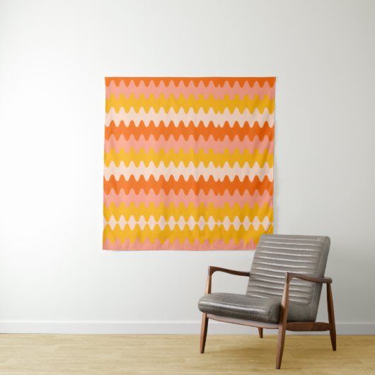 Modern gelbes, oranges und weißes Zick-Zack-Muster Wandteppich (Beispiel)