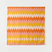 Modern gelbes, oranges und weißes Zick-Zack-Muster Wandteppich (Vorderseite)