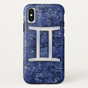 Modern Gemini Zodiac Sign Navy Blue Digital Camo Case-Mate iPhone Hülle