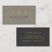 Modern Gemstone Trio Logo Juwelier Design Khaki Visitenkarte (Vorne/Hinten)