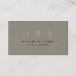 Modern Gemstone Trio Logo Juwelier Design Khaki Visitenkarte
