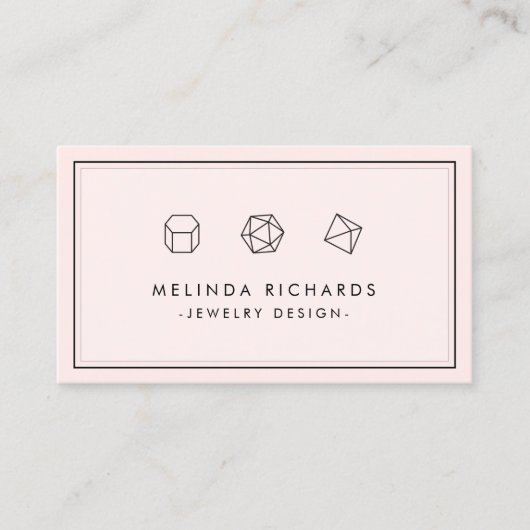 Modern Gemstone Trio Logo Juwelier Designer Rosa Visitenkarte (Vorderseite)