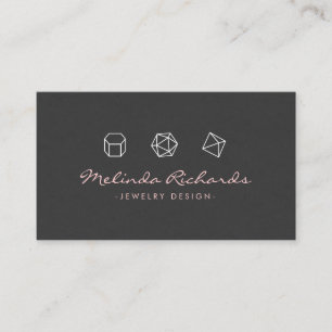 Modern Gemstone Trio Logo Rosa/Dunkelgrau Visitenkarte