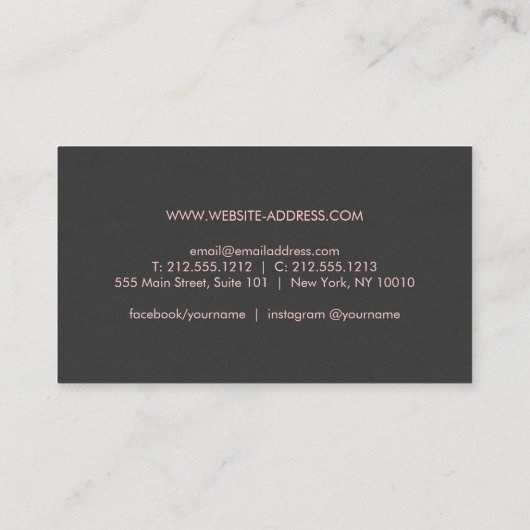 Modern Gemstone Trio Logo Rosa/Dunkelgrau Visitenkarte (Rückseite)