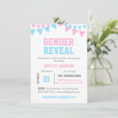 Modern GENDER REVEAL Pink Blue Baby Dusche Einladung (Stehend Vorderseite)