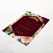 Modern Geo Burgundy Blush Floral Quinceanera Folieneinladung (Gedreht)