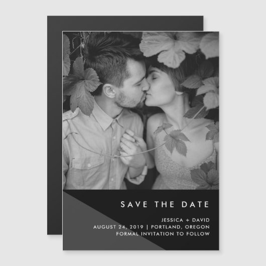 Modern Geo | Foto Save the Date Magneteinladung (Vorne/Hinten)