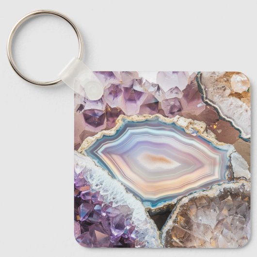 Modern Geode Crystal | Crystal Keychain Schlüsselanhänger (Vorderseite)