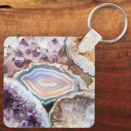 Modern Geode Crystal | Crystal Keychain Schlüsselanhänger (Rückseite)