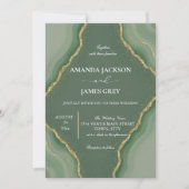 Modern Geode Photo Back Sage Green Wedding Einladung (Vorderseite)
