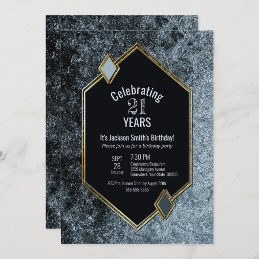 Modern Geometric 21. Geburtstag Party Einladung (Vorne/Hinten)