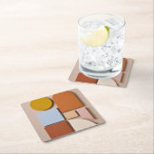 Modern Geometric Abstract Coaster Warm Tones Rechteckiger Pappuntersetzer (Vor Ort)