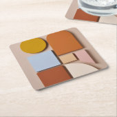 Modern Geometric Abstract Coaster Warm Tones Rechteckiger Pappuntersetzer (angewinkelt)