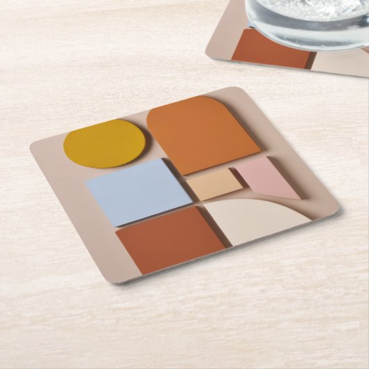 Modern Geometric Abstract Coaster Warm Tones Rechteckiger Pappuntersetzer (angewinkelt)