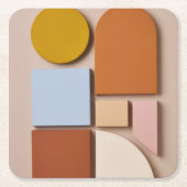 Modern Geometric Abstract Coaster Warm Tones Rechteckiger Pappuntersetzer (Vorderseite)