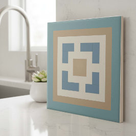 Modern Geometric Abstract Pat#11 Teal ID1192 Fliese