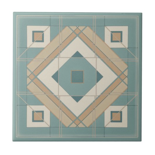 Modern Geometric Abstract Pat#15 Teal ID1192 Fliese (Vorderseite)