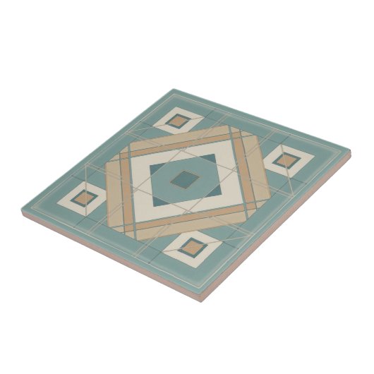 Modern Geometric Abstract Pat#15 Teal ID1192 Fliese (Seite)