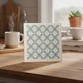 Modern Geometric Abstract Pat#16 Teal ID1192 Fliese