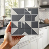 Modern Geometric Abstract Pat#1 Black ID1192 Fliese