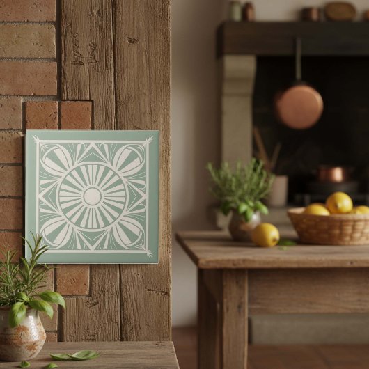 Modern Geometric Abstract Pat#21 Green ID1192 Fliese