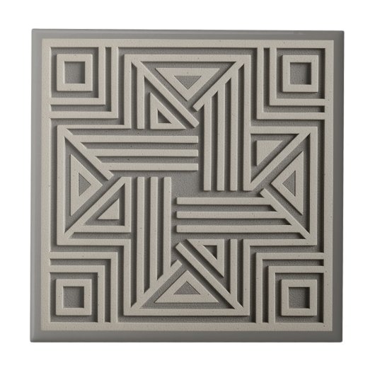 Modern Geometric Abstract Pat#30 Warm Gray ID1192 Fliese (Vorderseite)