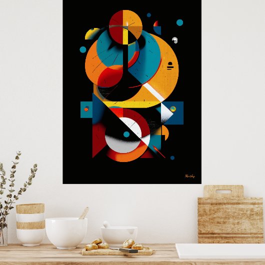 Modern Geometric Abstraction – Bauhaus Orbit Poster (Küche)