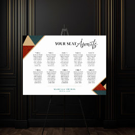Modern Geometric Art Deco Wedding Seating Chart  Poster