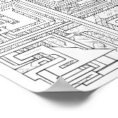 Modern Geometric Art: Digital Block Pattern Poster (Ecke)