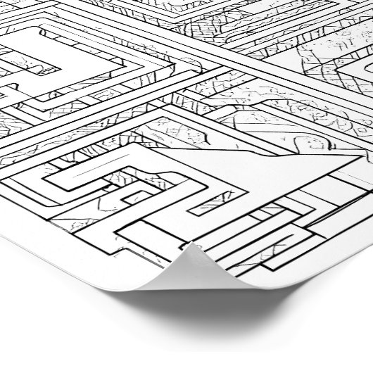 Modern Geometric Art: Digital Block Pattern Poster (Ecke)