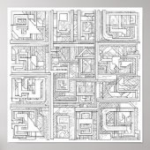 Modern Geometric Art: Digital Block Pattern Poster (Vorne)