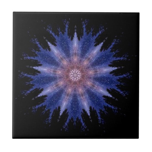Modern geometric art violet stars black decor fliese (Vorderseite)
