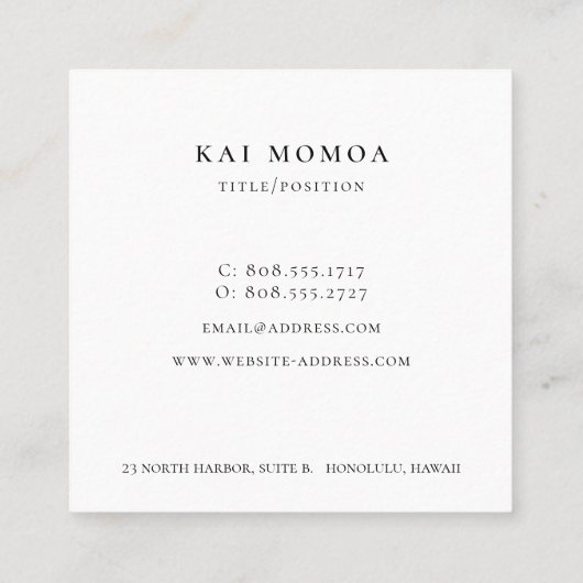 Modern Geometric Beach Wave Logo Quadratische Visitenkarte (Rückseite)