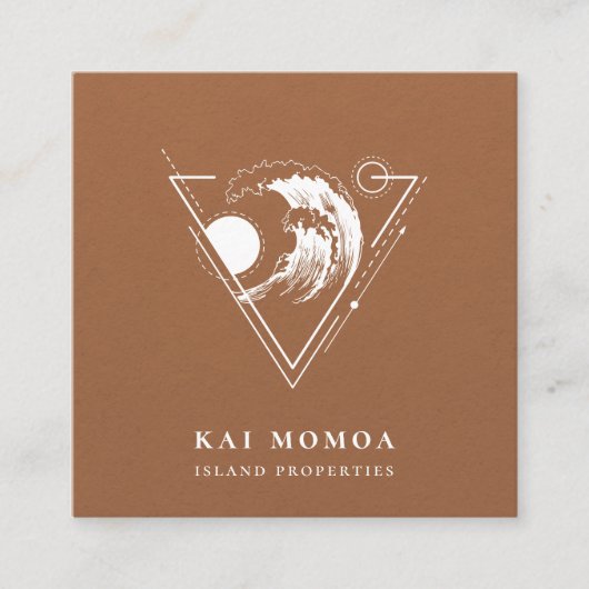 Modern Geometric Beach Wave Logo Quadratische Visitenkarte (Vorderseite)