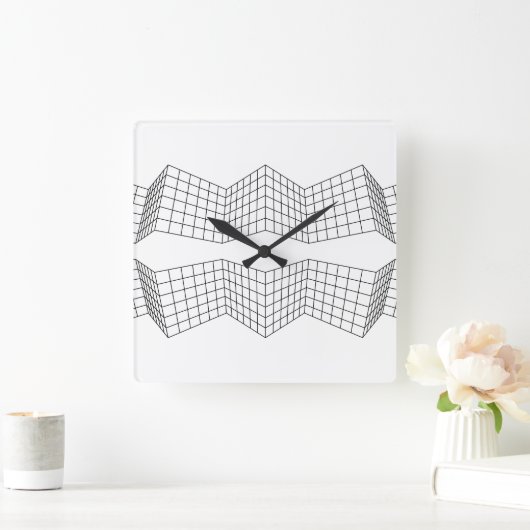 modern geometric black and white quadratische wanduhr (Zuhause)