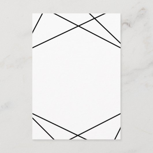 Modern Geometric Black and White Wedding Begleitkarte (Rückseite)