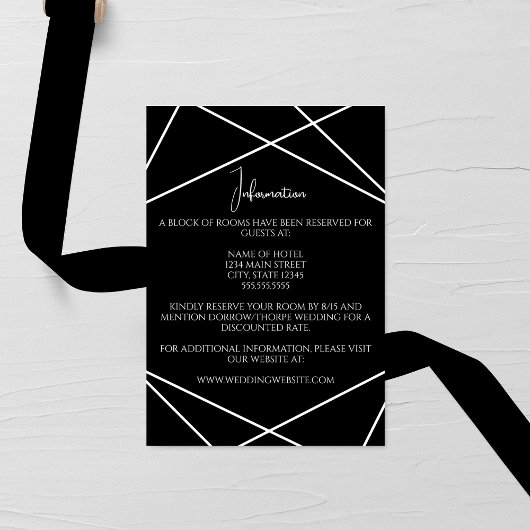 Modern Geometric Black and White Wedding Begleitkarte