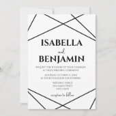 Modern Geometric Black and White Wedding Einladung (Vorderseite)