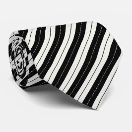 Modern Geometric Black & White Stripe  Krawatte