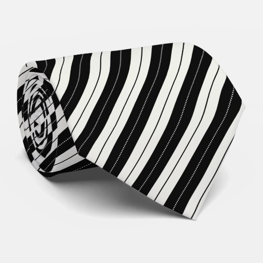 Modern Geometric Black & White Stripe  Krawatte (Gerollt)