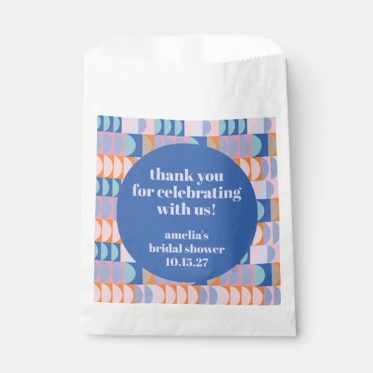 Modern Geometric Blue Custom Bridal Shower Thank Geschenktütchen (Vorderseite)