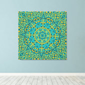 Modern Geometric Blue Orange Kaleidoscope Muster Leinwanddruck (Insitu (Holzboden))