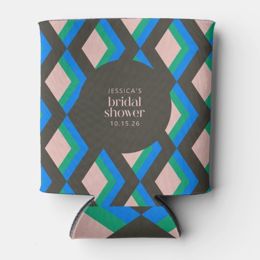 Modern Geometric Brawn Blue Green Brautparty Dosenkühler (Vorderseite)